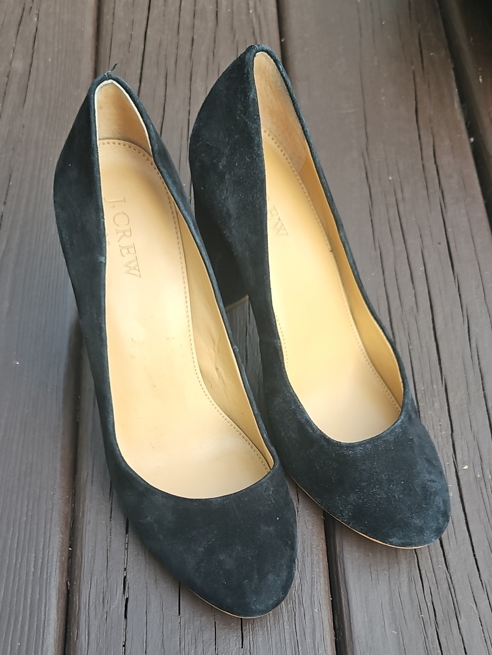 J.  Crew Black Suede Heels, Pre-Owned